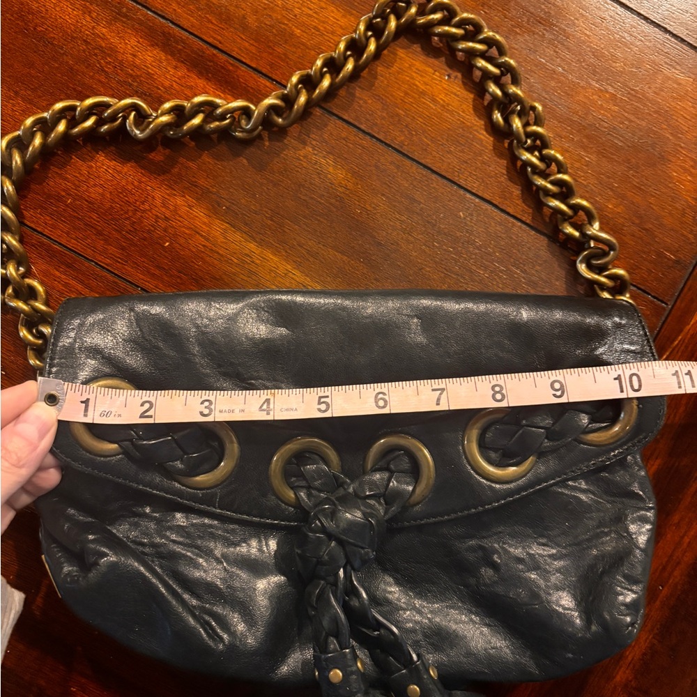 Kooba Black Leather Bag with Gold Chain - Picture 15 of 16